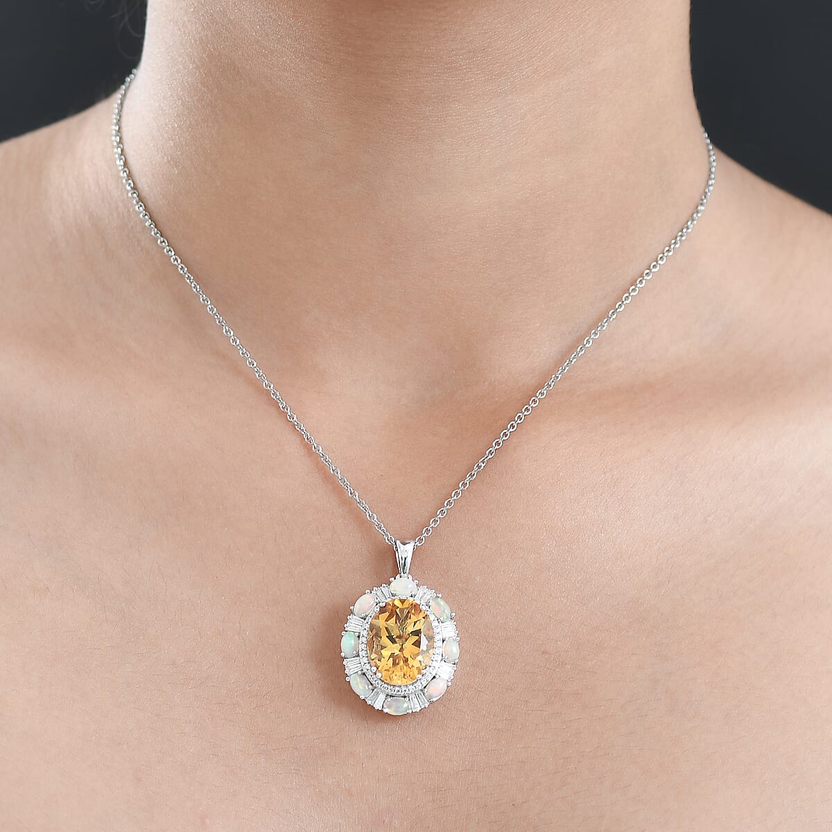 Doorbuster D'Joy Brazilian Citrine and Multi Gemstone 10.60 ctw Sky Night Pendant Necklace in Rhodium Over Sterling Silver 20 Inches image number 2