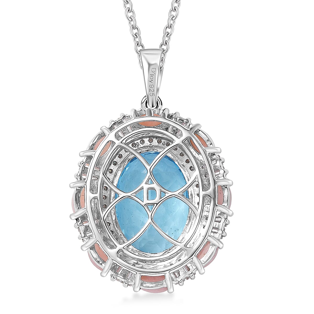 Doorbuster D'Joy Sky Blue Topaz and Multi Gemstone 15.35 ctw Sky Night Pendant Necklace in Rhodium Over Sterling Silver 20 Inches image number 4