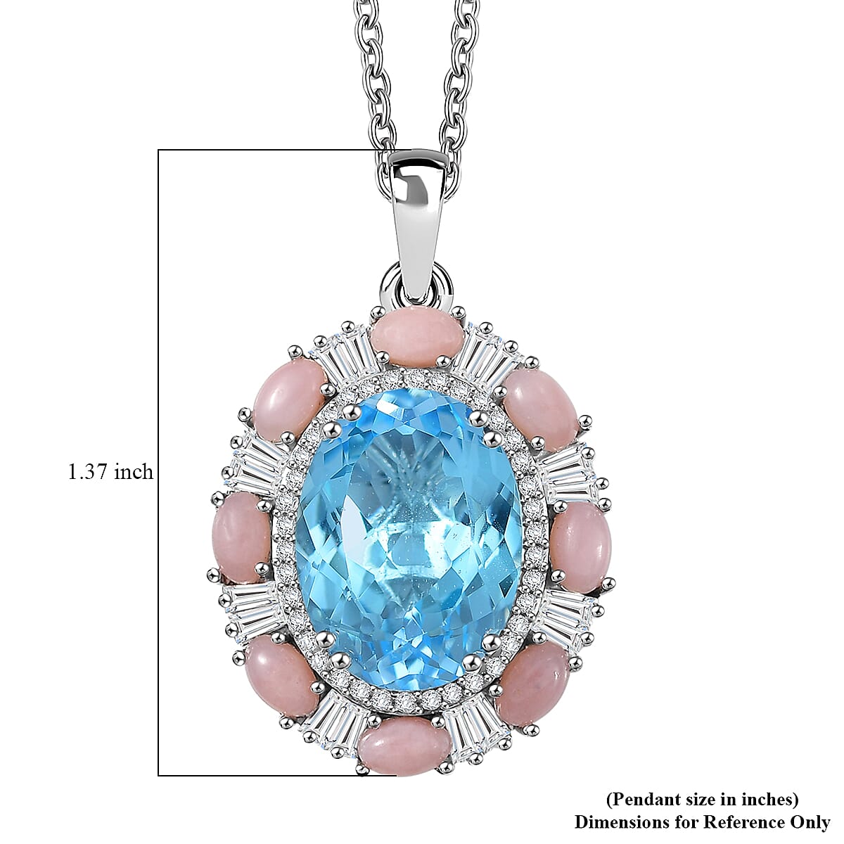 Doorbuster D'Joy Sky Blue Topaz and Multi Gemstone 15.35 ctw Sky Night Pendant Necklace in Rhodium Over Sterling Silver 20 Inches image number 5