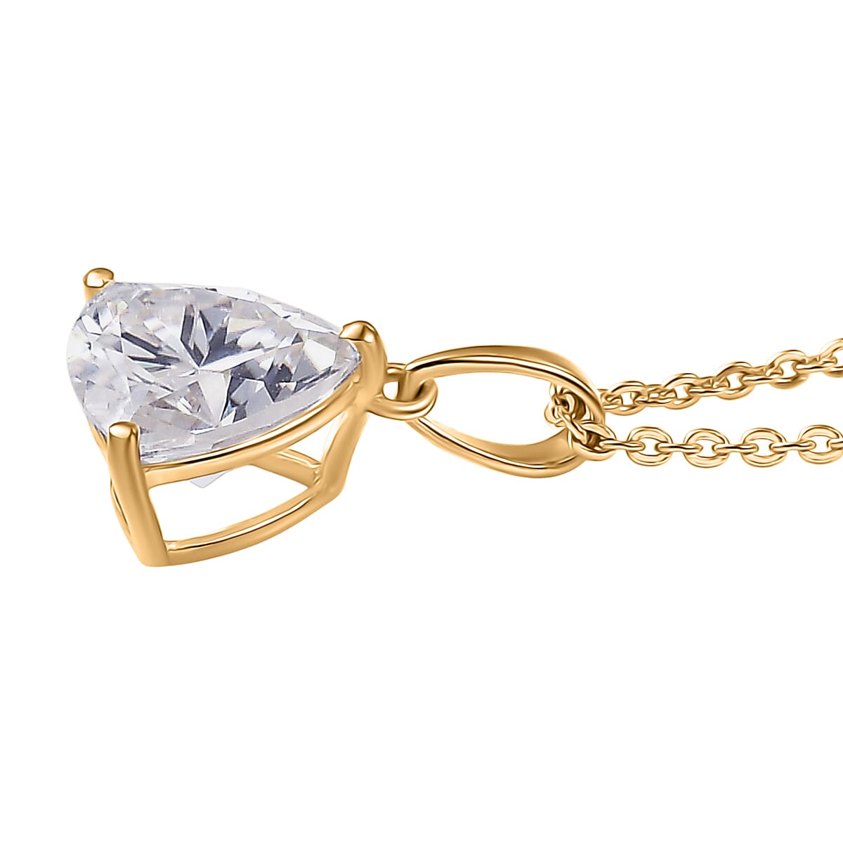 D'Joy Strontium Titanate 2.60 ctw Classic Solitaire Pendant Necklace 20 Inches in 18K Vermeil Yellow Gold Over Sterling Silver image number 3