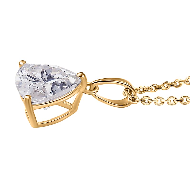 D'Joy Strontium Titanate 2.60 ctw Classic Solitaire Pendant Necklace 20 Inches in 18K Vermeil Yellow Gold Over Sterling Silver