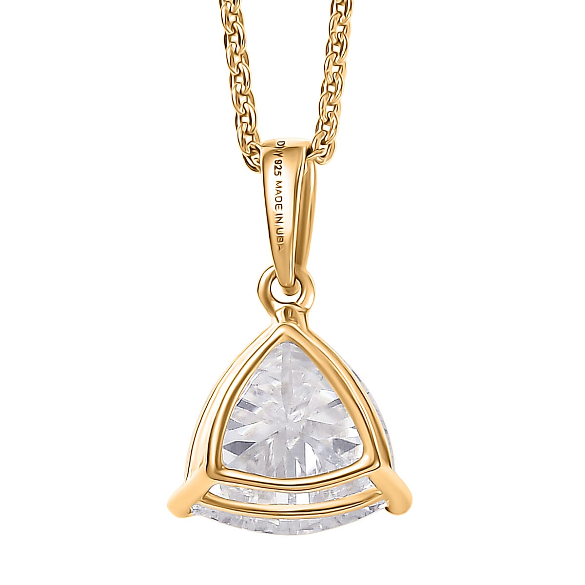 D'Joy Strontium Titanate 2.60 ctw Classic Solitaire Pendant Necklace 20 Inches in 18K Vermeil Yellow Gold Over Sterling Silver image number 4