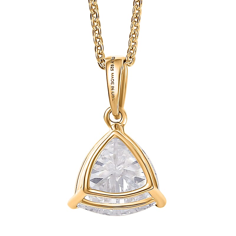 D'Joy Strontium Titanate 2.60 ctw Classic Solitaire Pendant Necklace 20 Inches in 18K Vermeil Yellow Gold Over Sterling Silver