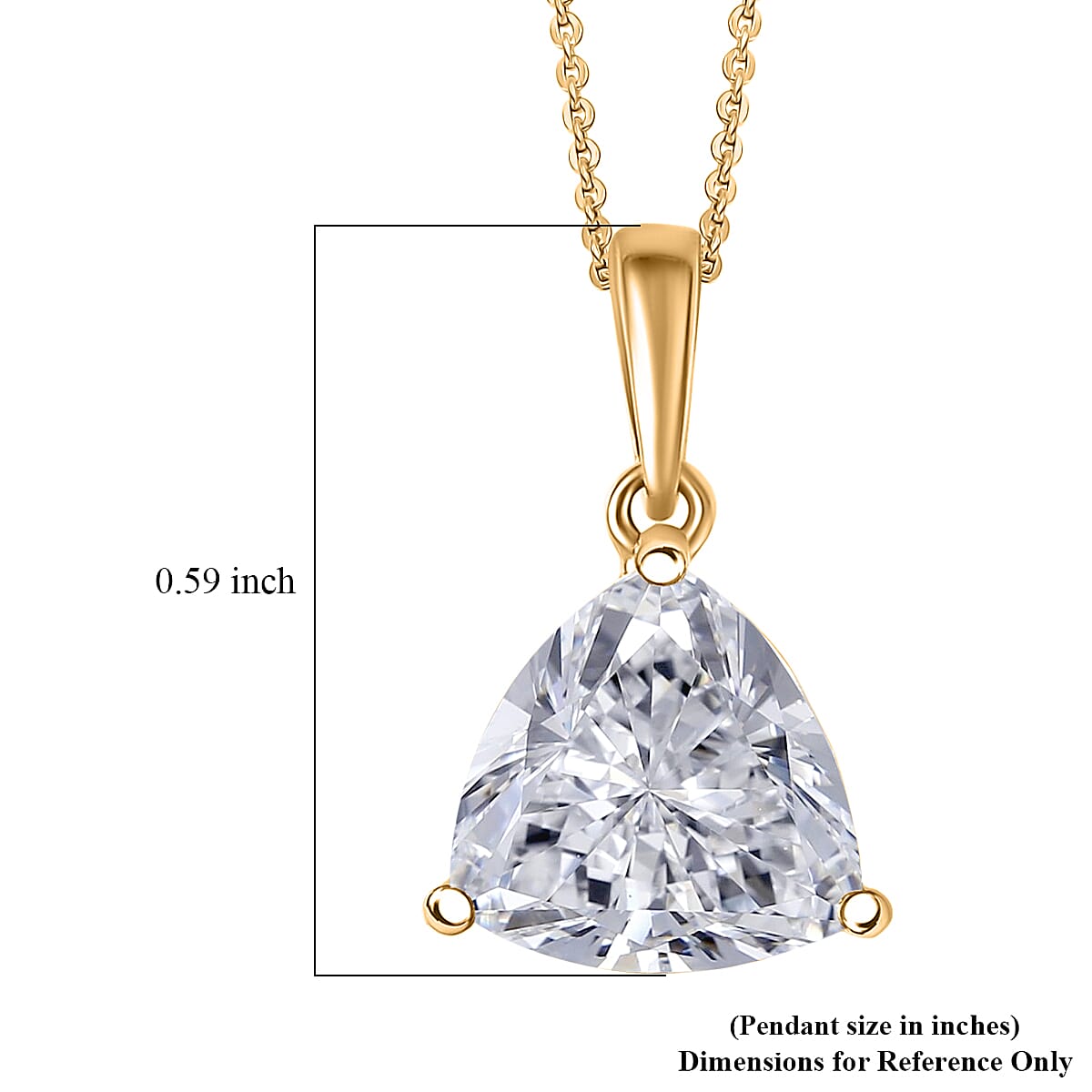 D'Joy Strontium Titanate 2.60 ctw Classic Solitaire Pendant Necklace 20 Inches in 18K Vermeil Yellow Gold Over Sterling Silver image number 5