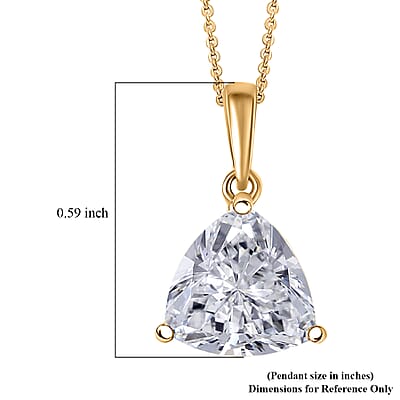 D'Joy Strontium Titanate 2.60 ctw Classic Solitaire Pendant Necklace 20 Inches in 18K Vermeil Yellow Gold Over Sterling Silver