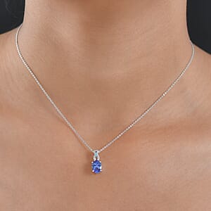 Doorbuster D'Joy Premium Tanzanite, Paraiba Tourmaline and Diamond 1.25 ctw Royal Infinity Pendant Necklace in Rhodium Over Sterling Silver 20 Inches