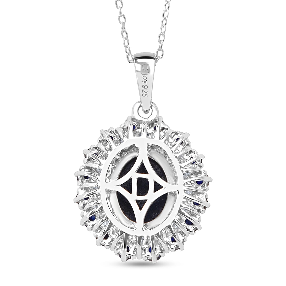 D'Joy Premium Blue Star Sapphire (DF) and Multi Gemstone 6.20 ctw Celestial Bloom Pendant Necklace in Rhodium Over Sterling Silver 20 Inches image number 4
