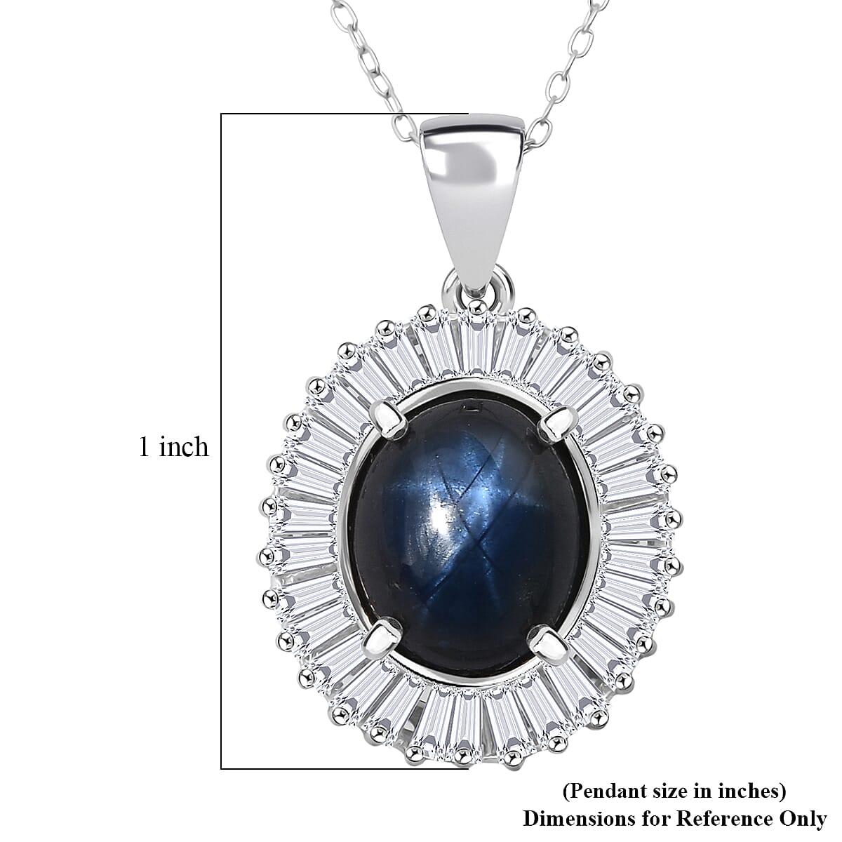 D'Joy Celestial Crown Blue Star Sapphire (DF) and Moissanite 7.50 ctw Celestial Crown Pendant Necklace in Rhodium Over Sterling Silver 20 Inches image number 6