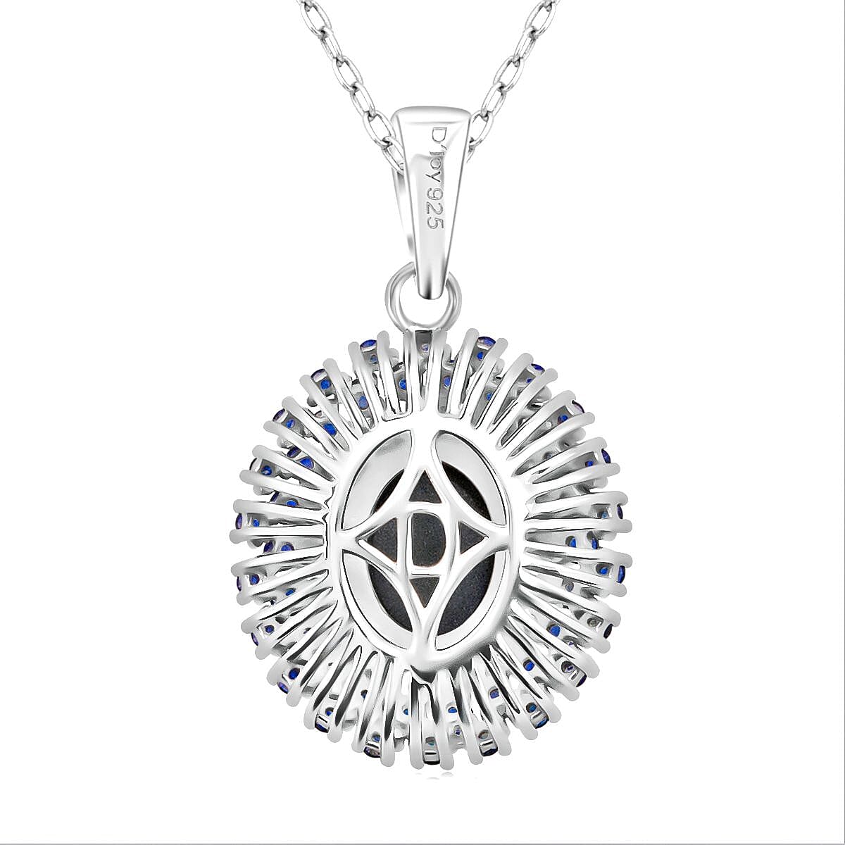 Doorbuster D'Joy Premium Blue Star Sapphire (DF) and Multi Gemstone 4.00 ctw Celestial Crown Pendant Necklace in Rhodium Over Sterling Silver 20 Inches image number 4