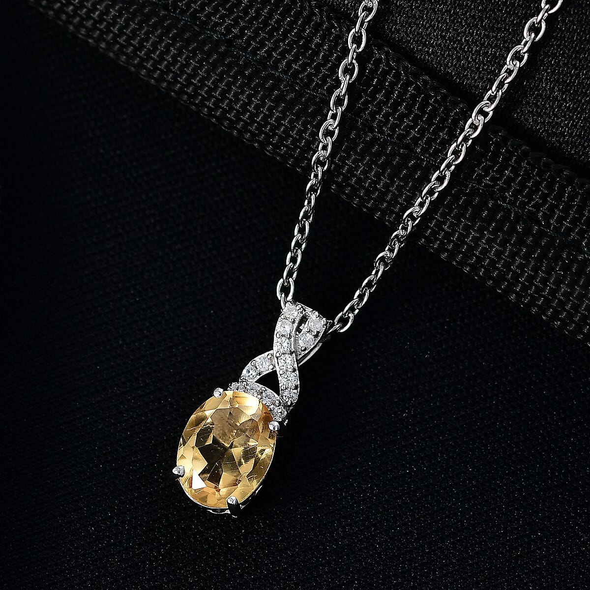 D'Joy Brazilian Citrine and White Zircon 1.85 ctw Infinity Pendant Necklace in Rhodium Over Sterling Silver 20 Inches image number 1