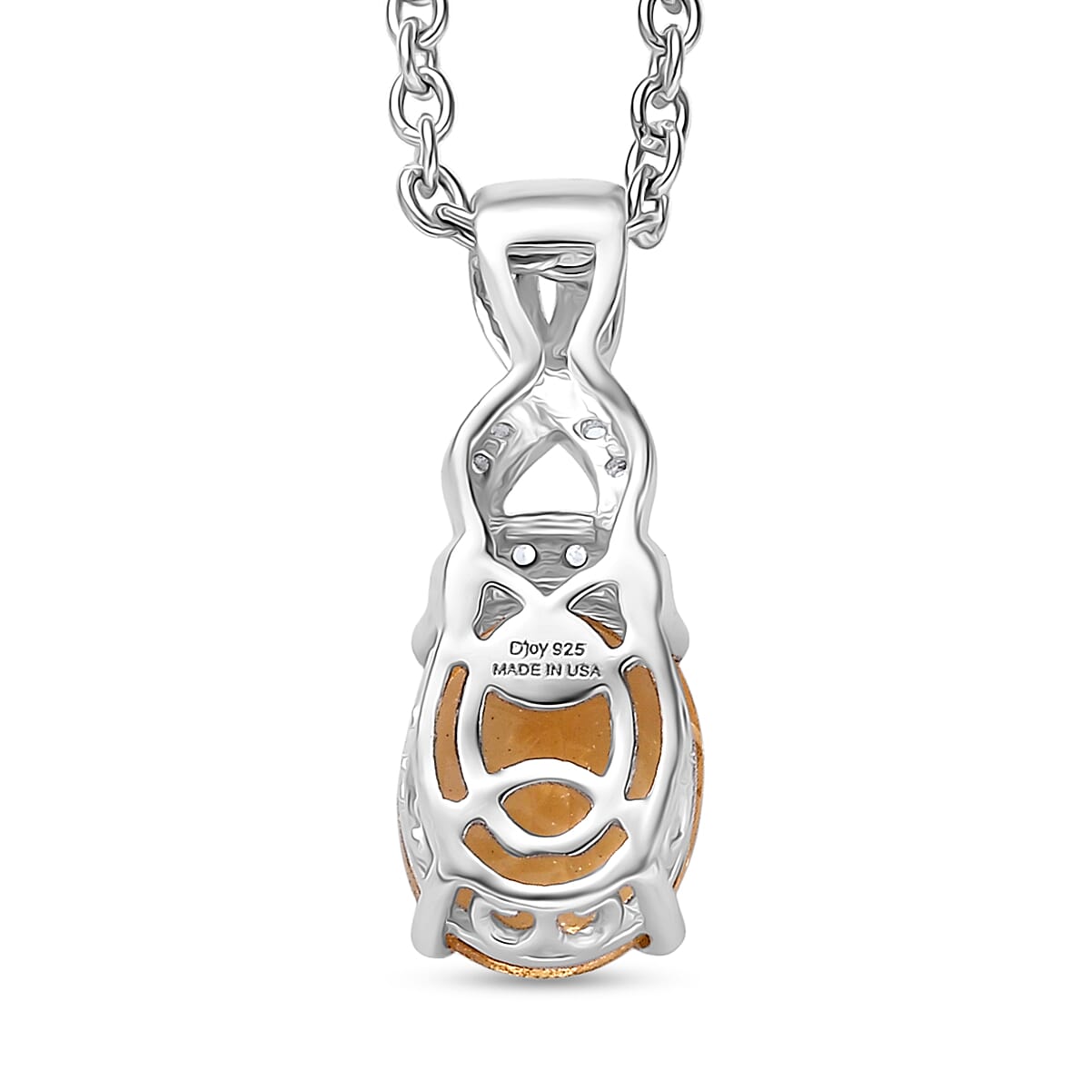 D'Joy Brazilian Citrine and White Zircon 1.85 ctw Infinity Pendant Necklace in Rhodium Over Sterling Silver 20 Inches image number 4