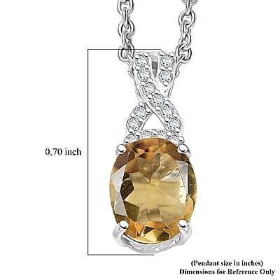 D'Joy Brazilian Citrine, White Zircon Infinity Pendant Necklace in Rhodium Over Sterling Silver 1.85 ctw (20 Inches)