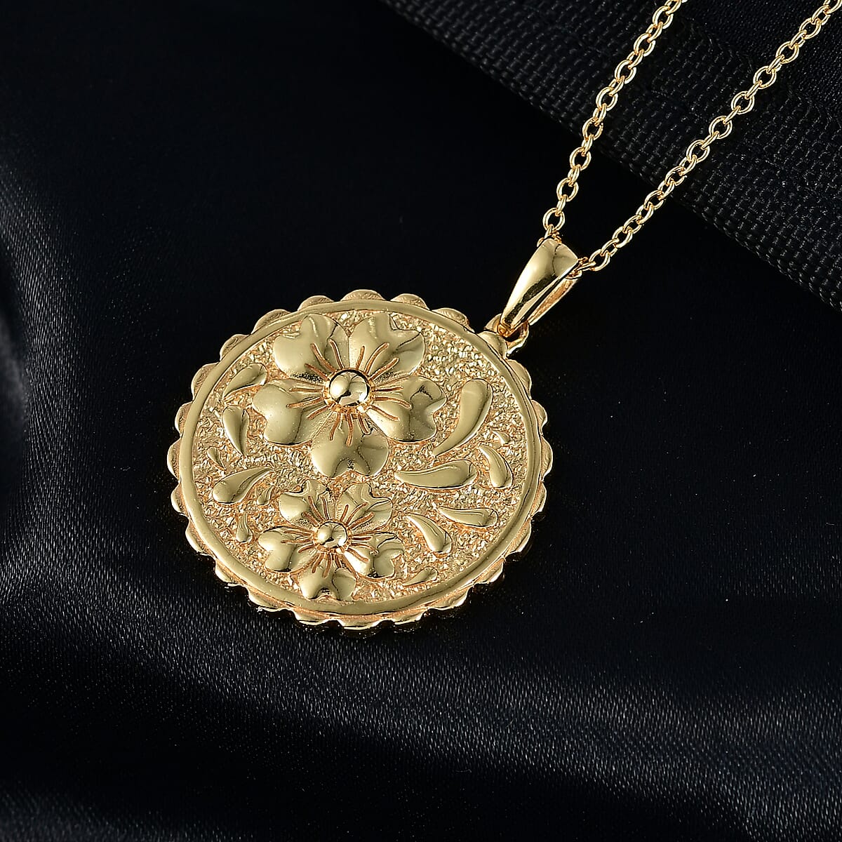 EverTrue Bronzella Collection Floral Pendant in 18K YG Plated Bronze with ION Plated YG Stainless Steel Necklace 20 Inches image number 1