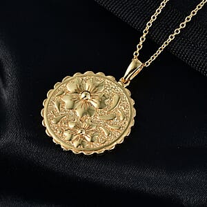 EverTrue Bronzella Collection Floral Pendant in 18K YG Plated Bronze with ION Plated YG Stainless Steel Necklace 20 Inches