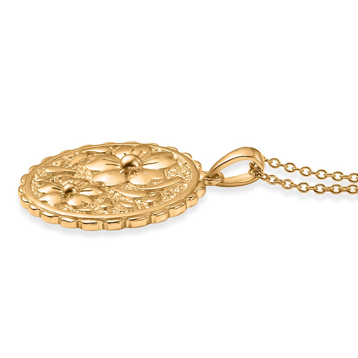 EverTrue Bronzella Collection Floral Pendant in 18K YG Plated Bronze with ION Plated YG Stainless Steel Necklace 20 Inches image number 3