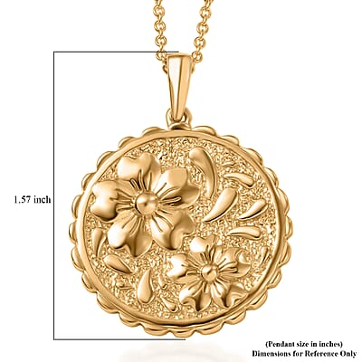 EverTrue Bronzella Collection Flower Pendant in 18K YG Plated Bronze with ION Plated YG Stainless Steel Necklace 20 Inches