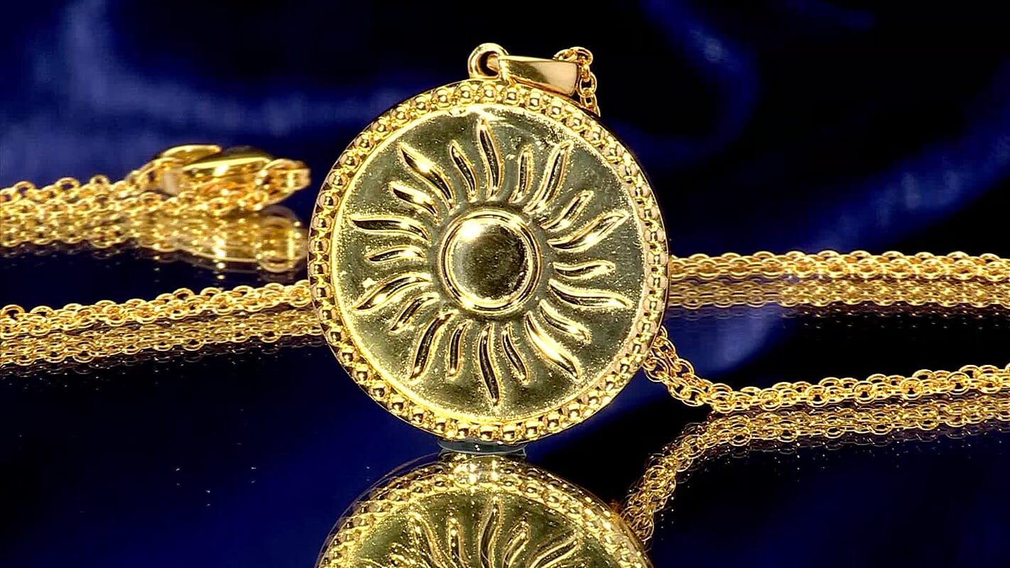 EverTrue Bronzella Collection Radiant Sun Pendant in 18K YG Plated Bronze with ION Plated YG Stainless Steel Necklace (20 Inches)