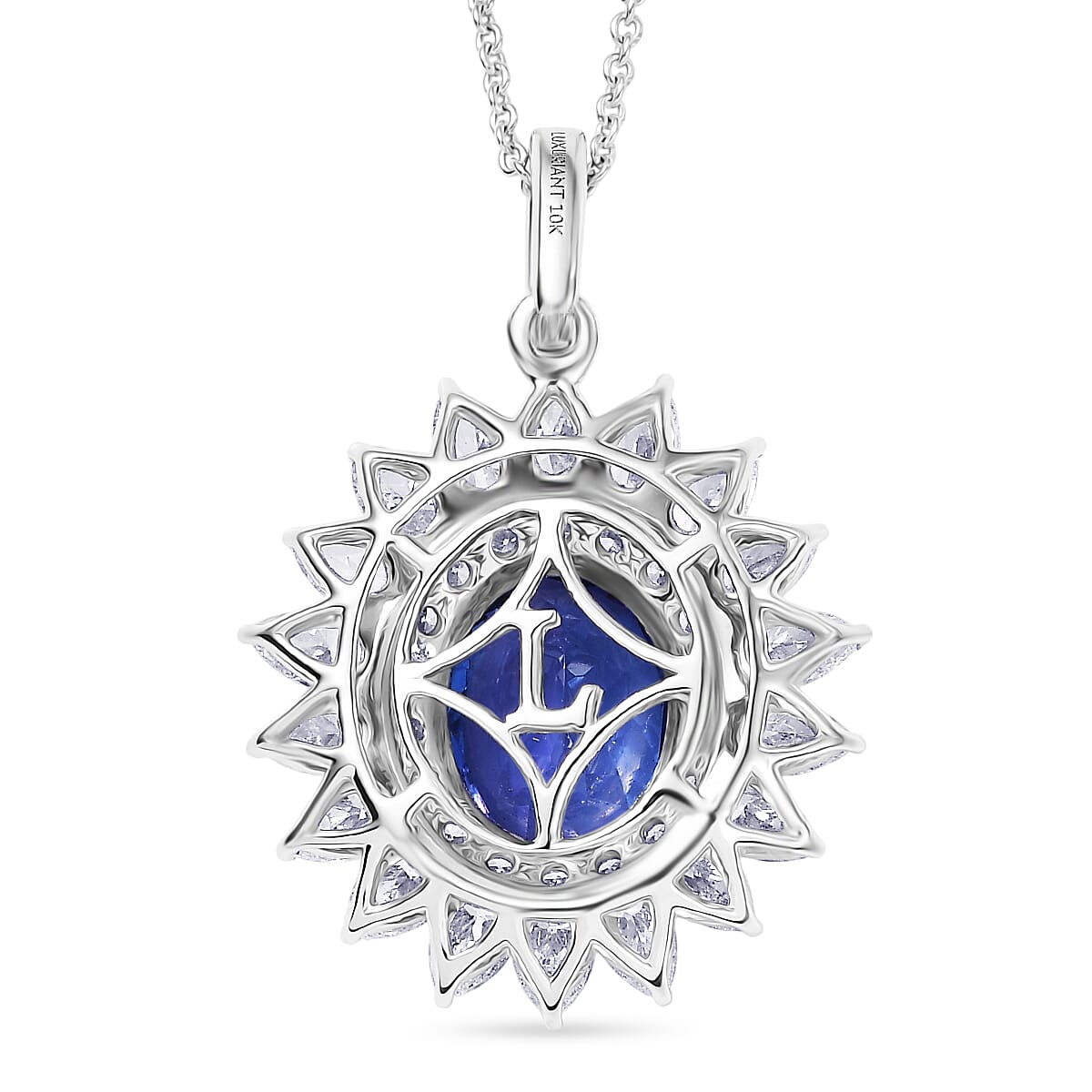 Doorbuster Certified & Appraised AAAA Tanzanite and Luxuriant Diamond E-F VS 6.20 ctw Blooming Floral Pendant Necklace in 950 Platinum 20 Inches 3.85 Grams image number 4
