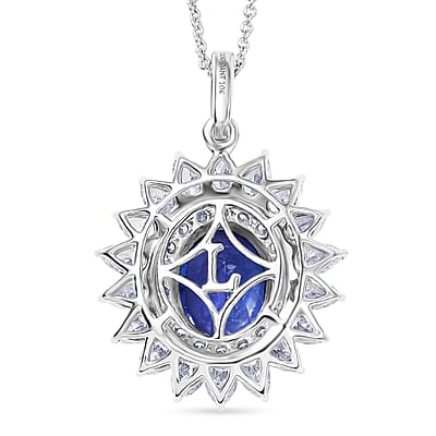 Certified & Appraised AAA Tanzanite and Luxuriant Diamond G-H SI 6.20 ctw Blooming Floral Pendant Necklace in 10K White Gold (20 Inches)