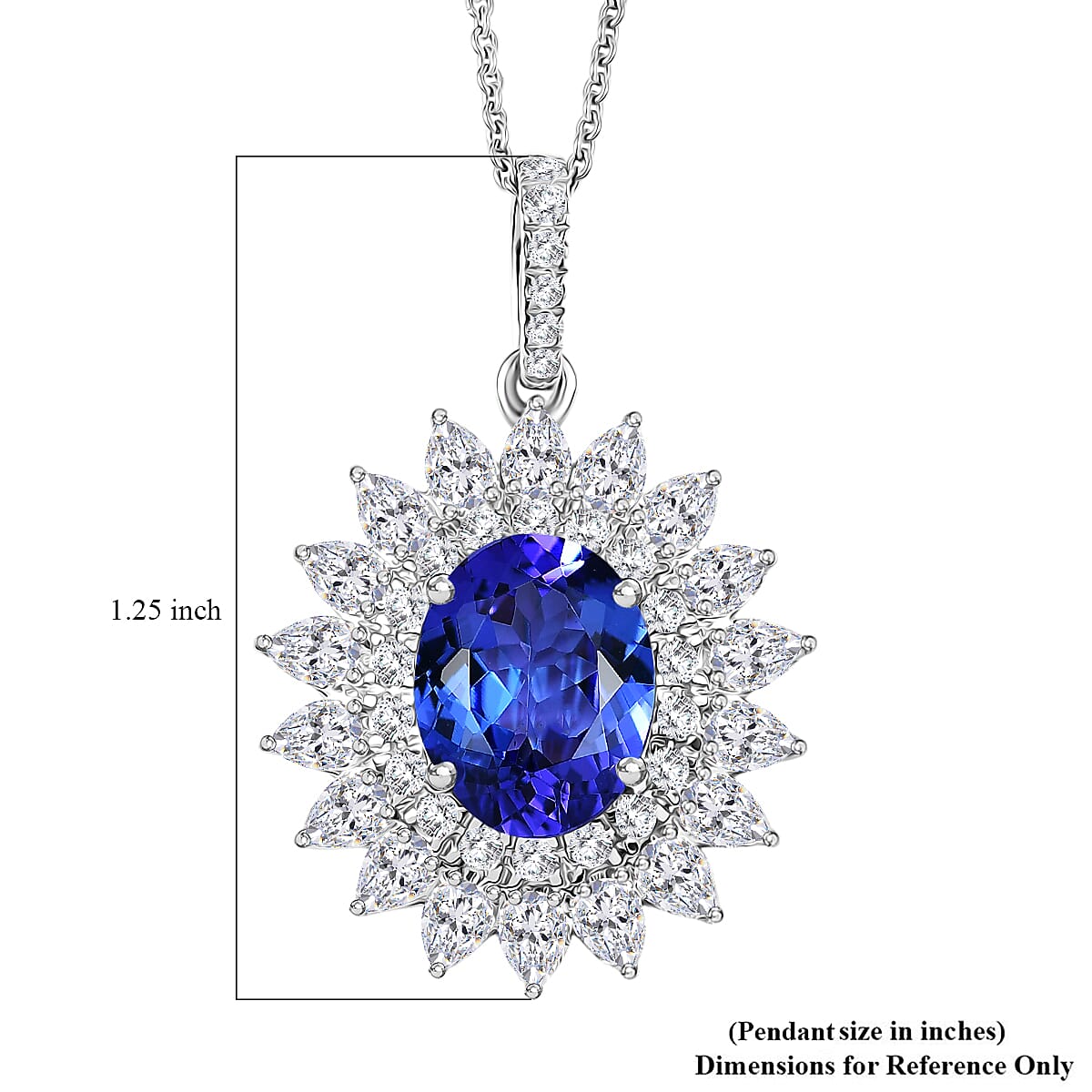 Doorbuster Certified & Appraised AAAA Tanzanite and Luxuriant Diamond E-F VS 6.20 ctw Blooming Floral Pendant Necklace in 950 Platinum 20 Inches 3.85 Grams image number 5
