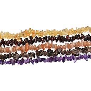 Set of 5 Multi Gemstone Chips Necklace 1466.00 ctw (30 Inches)