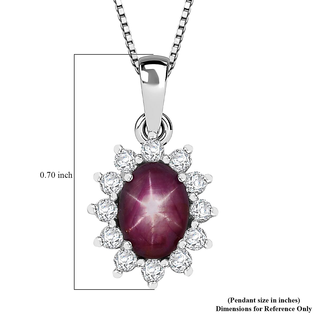 D'Joy Premium Indian Star Ruby and White Zircon 2.00 ctw Starlit Blossom Pendant Necklace in Rhodium Over Sterling Silver 20 Inches  image number 6