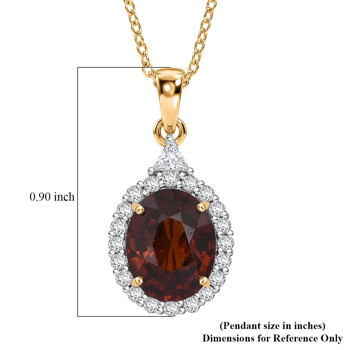 AAA Red Zircon and Luxuriant Lab Grown Diamond E-F VS 4.50 ctw Crownfire Pendant Necklace in 10K Yellow Gold 18 Inches image number 6