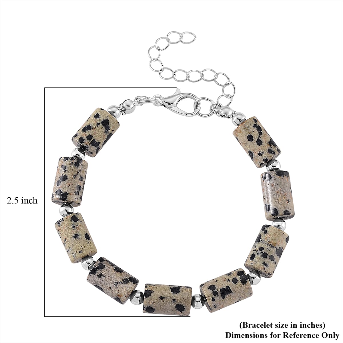 Dalmation Jasper 136.40 ctw Bracelet (7.00-9.00In) and Lever Back Earrings in Silvertone image number 6