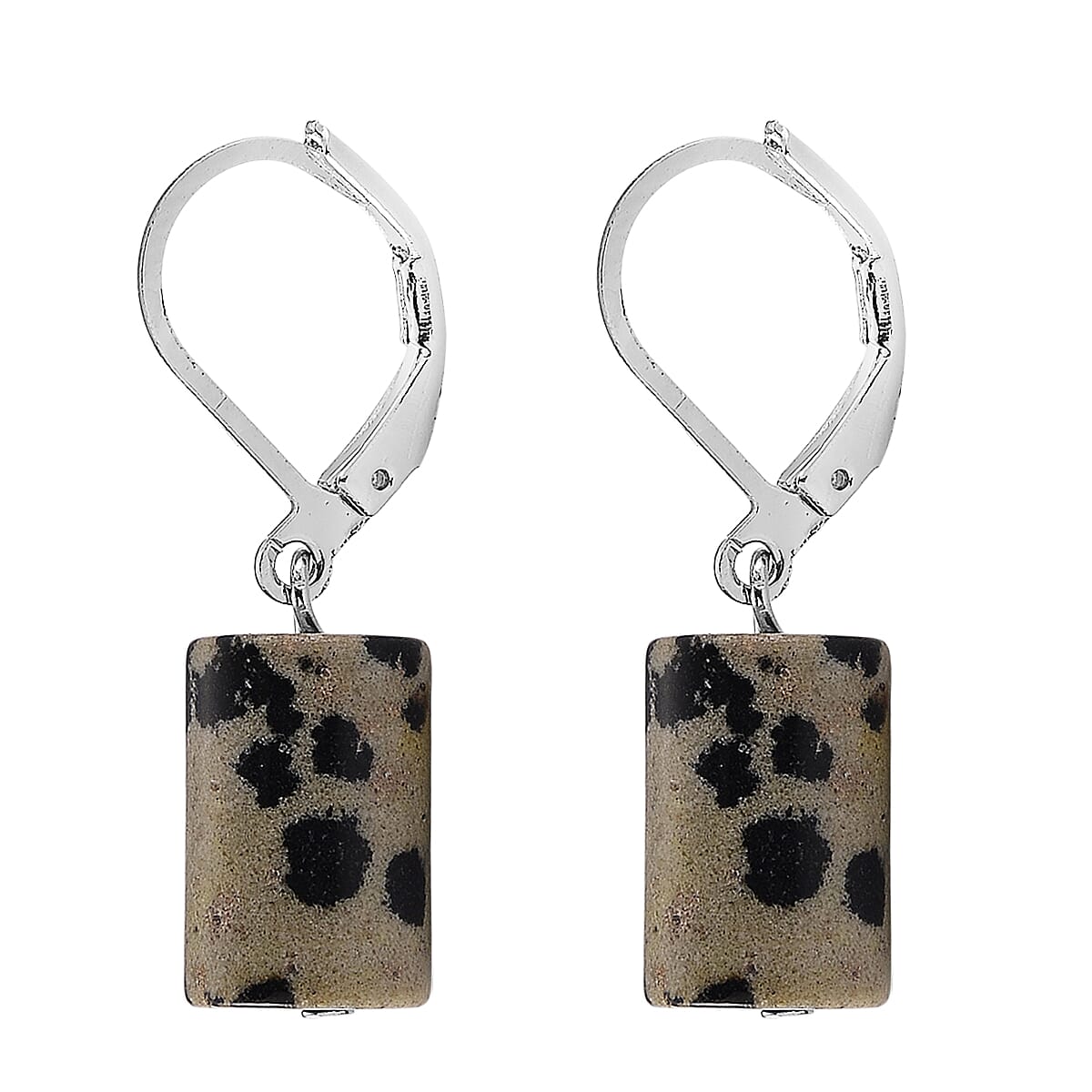 Dalmation Jasper 136.40 ctw Bracelet (7.00-9.00In) and Lever Back Earrings in Silvertone image number 8