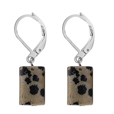 Dalmation Jasper 136.40 ctw Bracelet (7.00-9.00In) and Lever Back Earrings in Silvertone