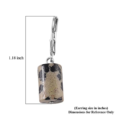 Dalmation Jasper 136.40 ctw Bracelet (7.00-9.00In) and Lever Back Earrings in Silvertone