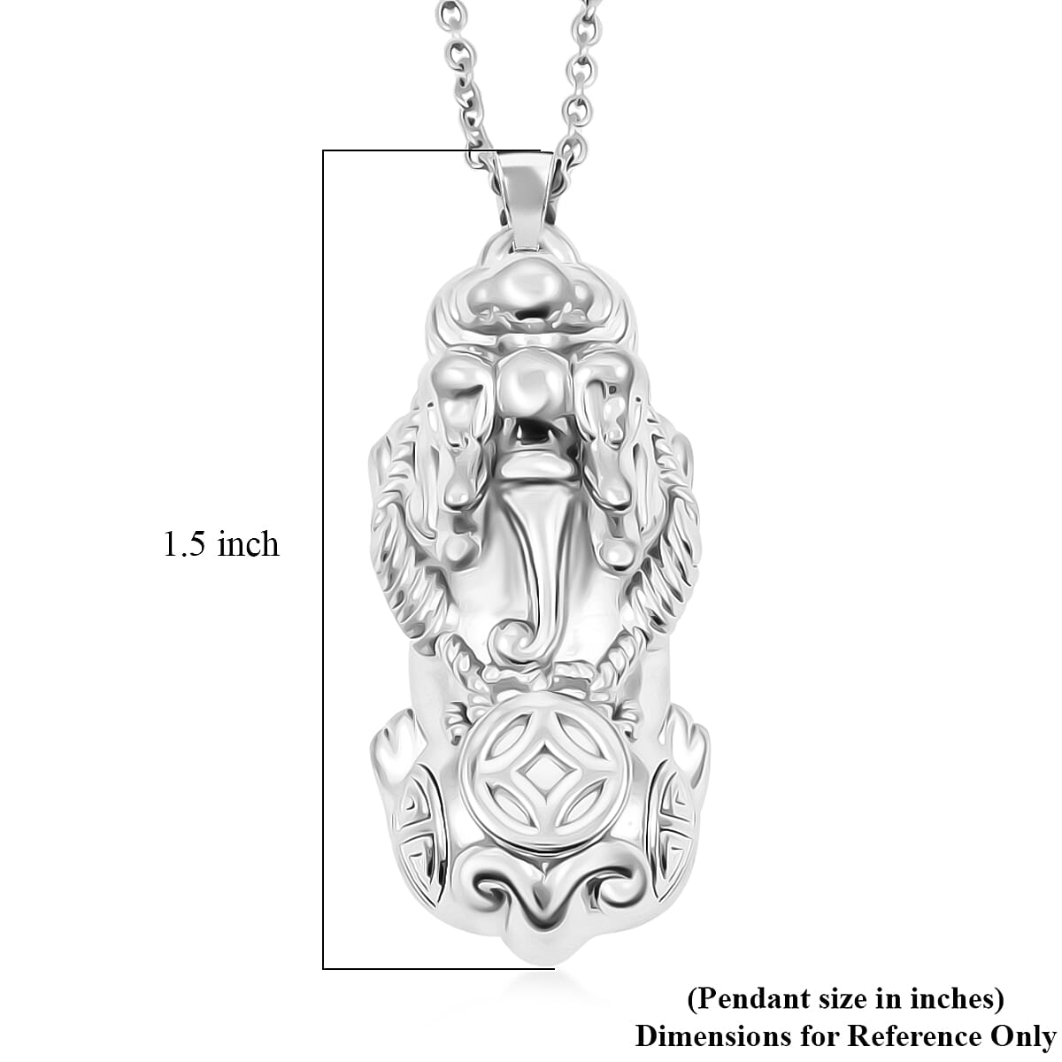 999 Fine Silver Pixiu Pendant with Stainless Steel Necklace (20 Inches) image number 4