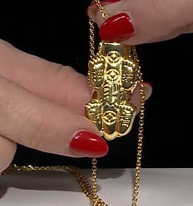 18K YG Plated 999 Fine Silver Pixiu Pendant with Stainless Steel Necklace (20 Inches)