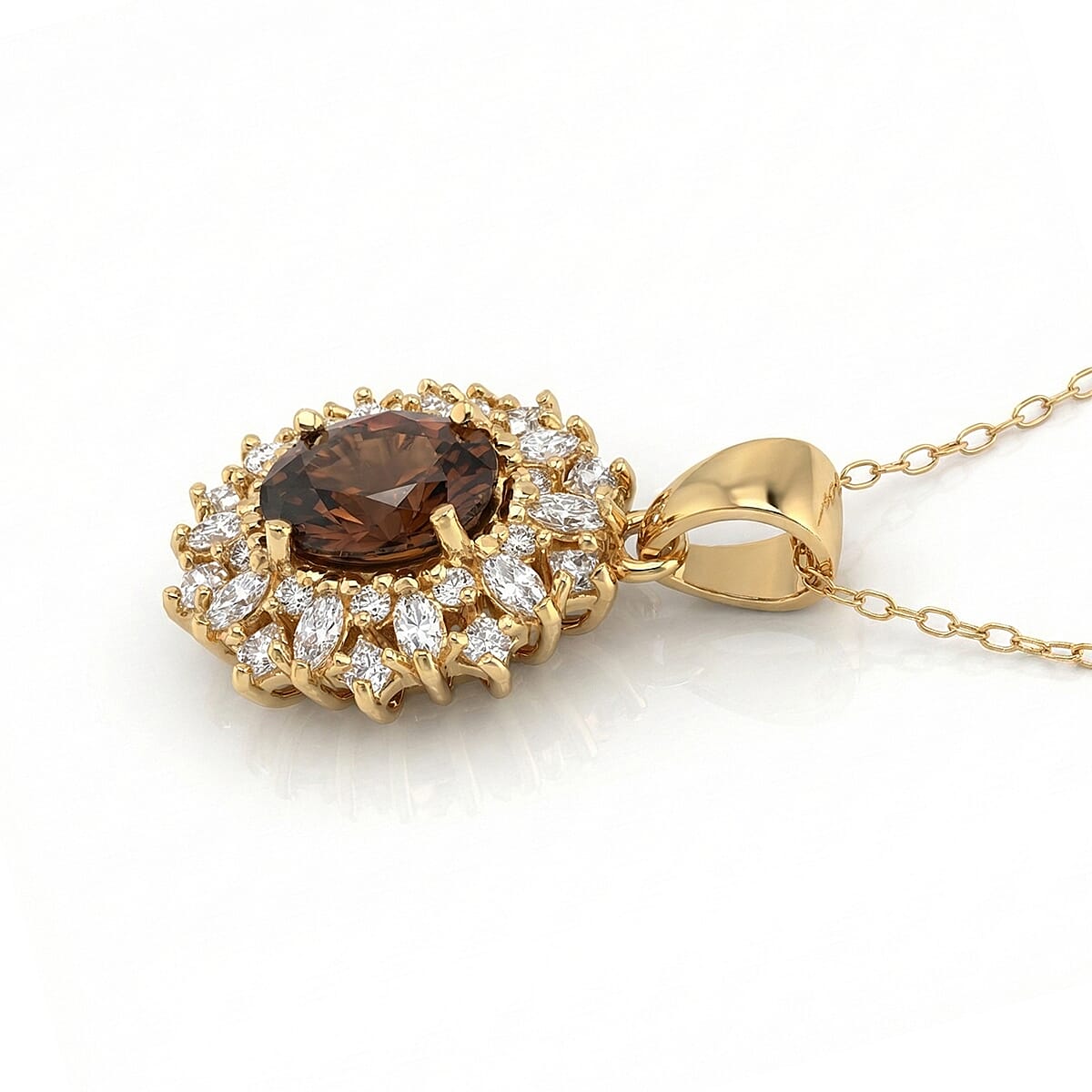 D'Joy Premium Red Zircon and Moissanite 2.75 ctw Pendant Necklace in 18K Vermeil Yellow Gold Over Sterling Silver 20 Inches  image number 3