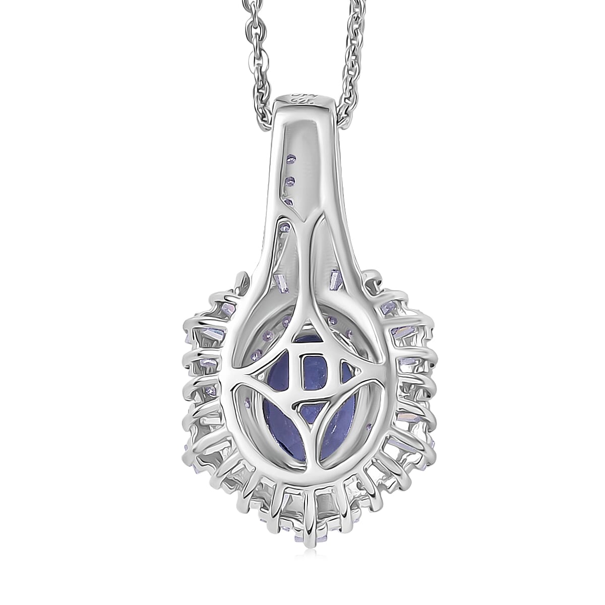 Doorbuster D'Joy Premium Tanzanite and Moissanite 2.00 ctw Celestial Radiance Pendant Necklace in Rhodium Over Sterling Silver 20 Inches image number 4