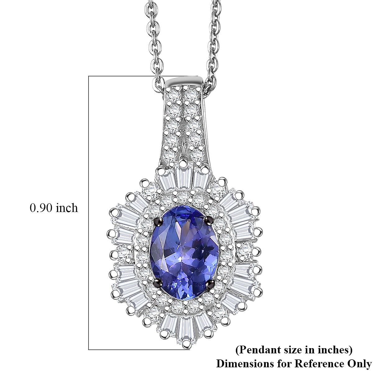 Doorbuster D'Joy Premium Tanzanite and Moissanite 2.00 ctw Celestial Radiance Pendant Necklace in Rhodium Over Sterling Silver 20 Inches image number 5