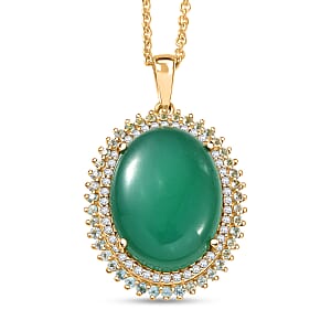EverTrue Verde Onyx and Multi Gemstone 18.70 ctw Grand Bloom Pendant in 18K YG Plated with ION Plated YG Stainless Steel Necklace 20 Inches