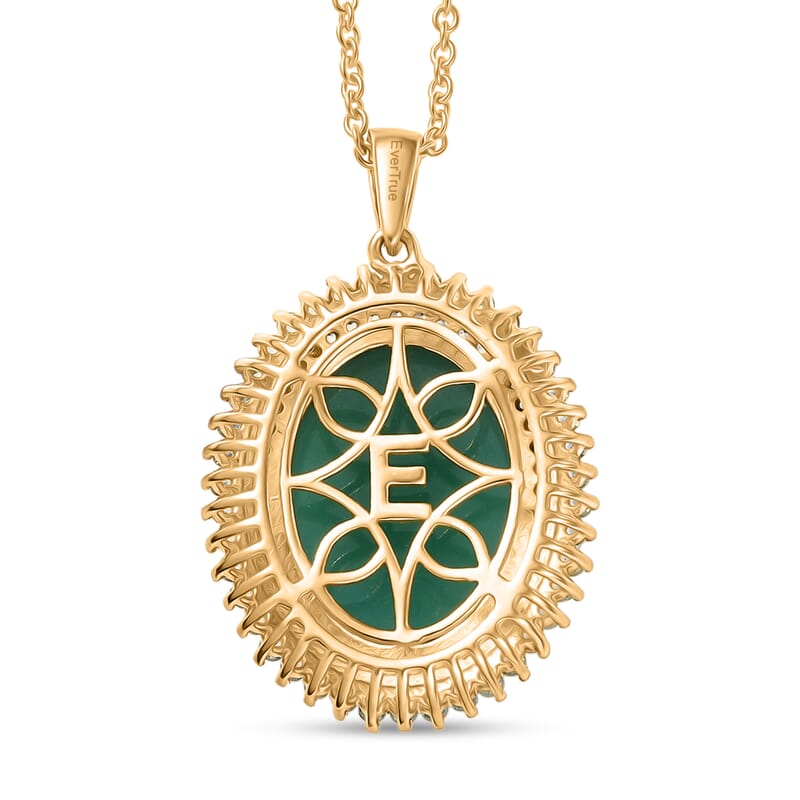 EverTrue Verde Onyx and Multi Gemstone 18.70 ctw Grand Bloom Pendant in 18K YG Plated with ION Plated YG Stainless Steel Necklace 20 Inches