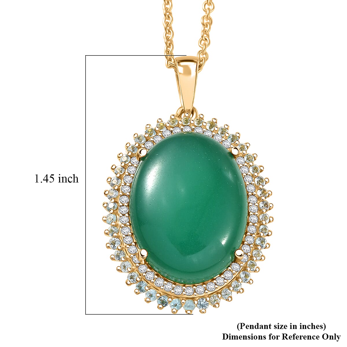 EverTrue Verde Onyx and Multi Gemstone 18.70 ctw Grand Bloom Pendant in 18K YG Plated with ION Plated YG Stainless Steel Necklace 20 Inches