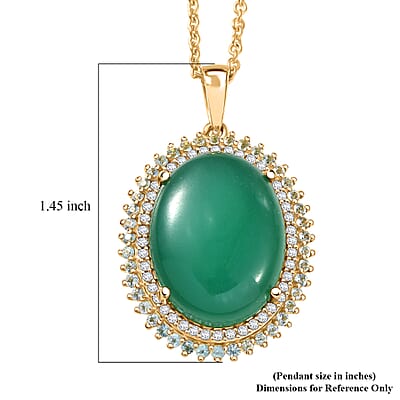 EverTrue Verde Onyx and Multi Gemstone 18.70 ctw Grand Bloom Pendant in 18K YG Plated with ION Plated YG Stainless Steel Necklace 20 Inches
