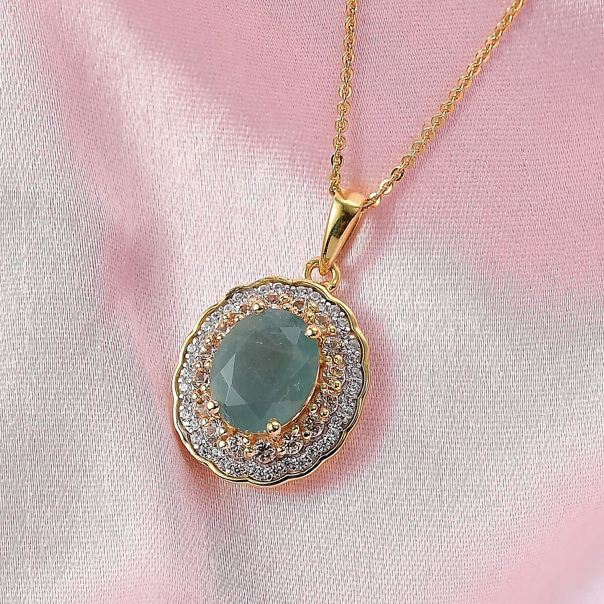 D'Joy Premium Grandidierite and Multi Gemstone 3.50 ctw Regal Harmony Pendant Necklace in 18K Vermeil Yellow Gold Over Sterling Silver 20 Inches image number 1