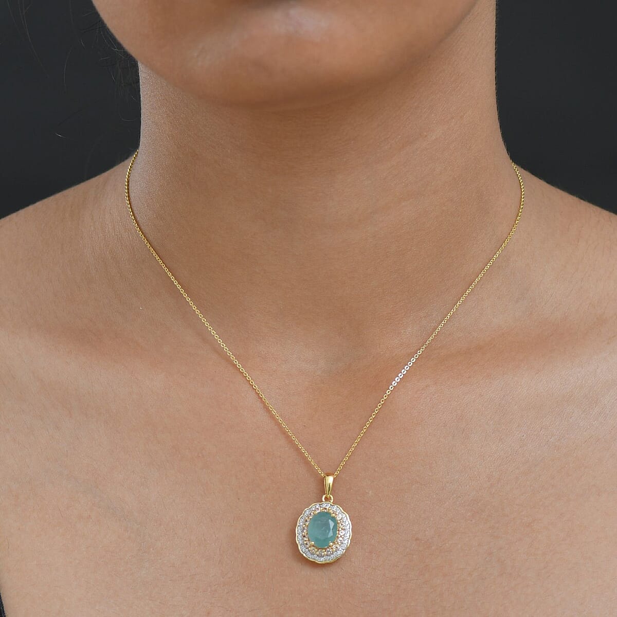 D'Joy Premium Grandidierite and Multi Gemstone 3.50 ctw Regal Harmony Pendant Necklace in 18K Vermeil Yellow Gold Over Sterling Silver 20 Inches image number 2