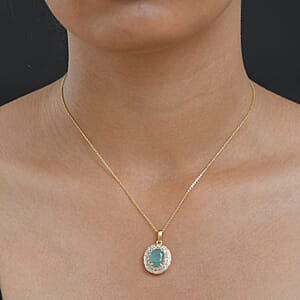 D'Joy Premium Grandidierite and Multi Gems7tone 3.50 ctw Regal Harmony Pendant Necklace in 18K Vermeil Yellow Gold Over Sterling Silver 20 Inches