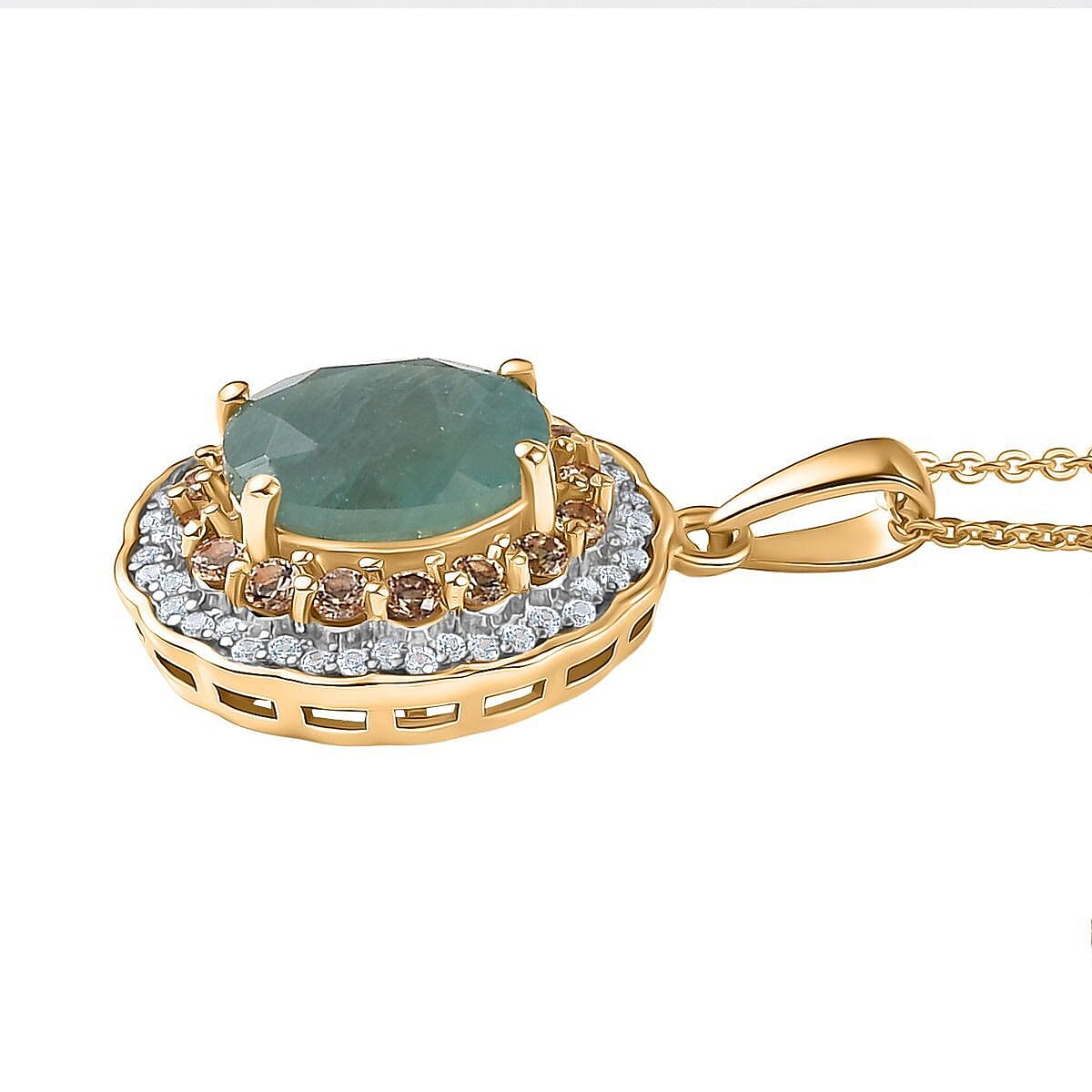 D'Joy Premium Grandidierite and Multi Gemstone 3.50 ctw Regal Harmony Pendant Necklace in 18K Vermeil Yellow Gold Over Sterling Silver 20 Inches image number 3