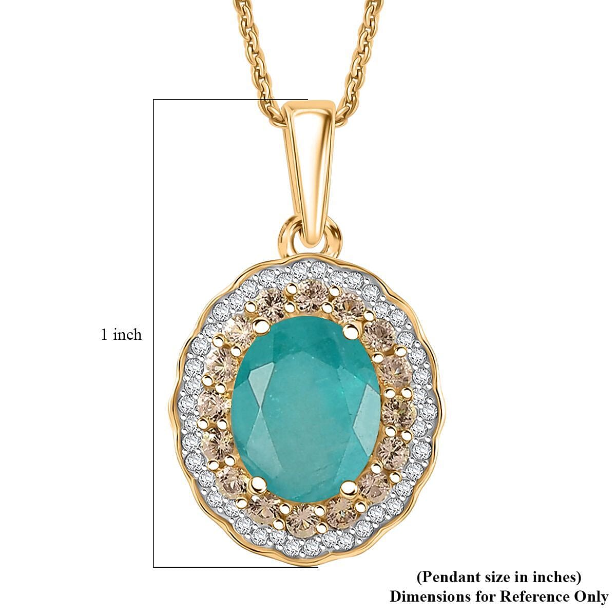 D'Joy Premium Grandidierite and Multi Gems7tone 3.50 ctw Regal Harmony Pendant Necklace in 18K Vermeil Yellow Gold Over Sterling Silver 20 Inches