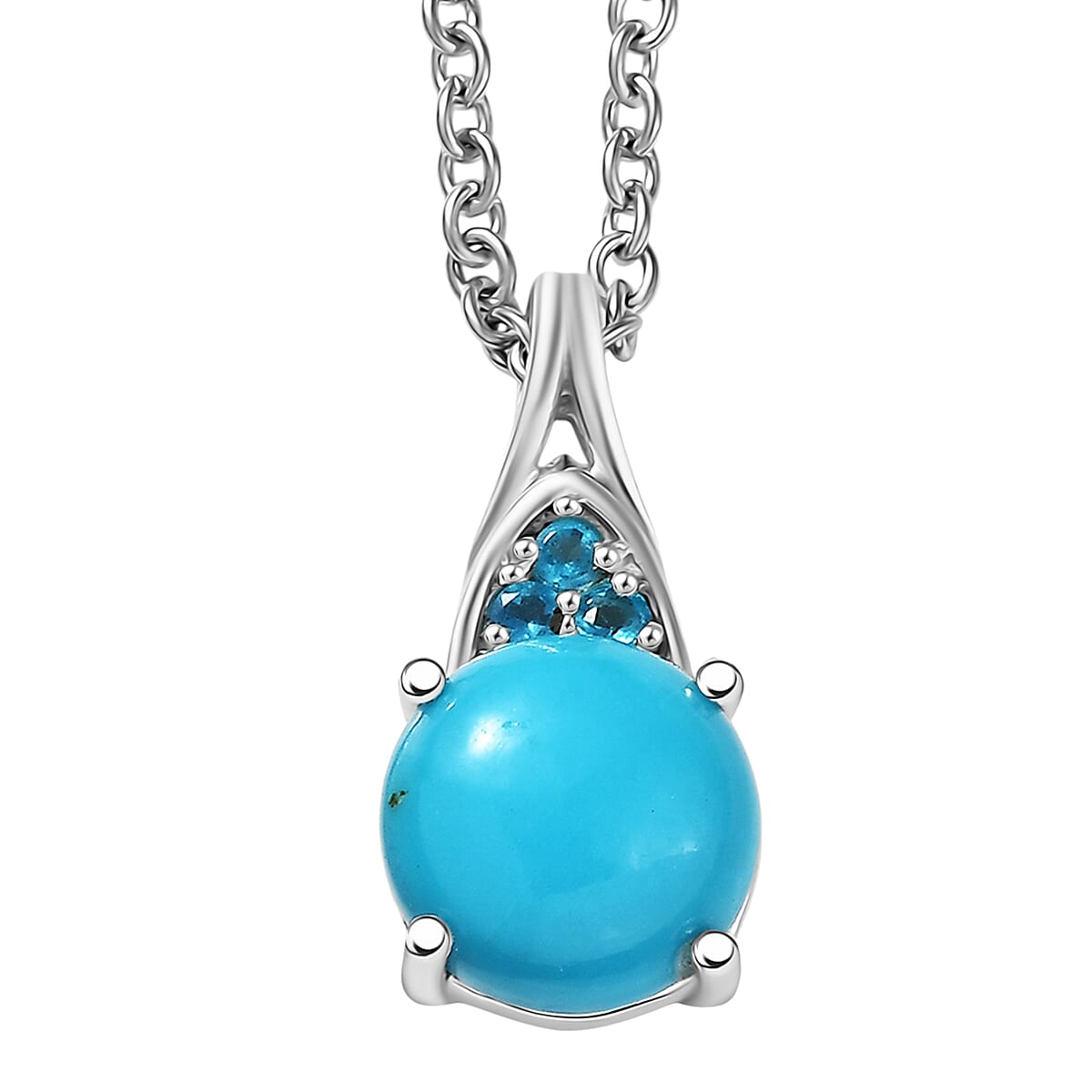 D'Joy Premium Sleeping Beauty Turquoise and Malgache Neon Apatite 1.90 ctw Pendant Necklace in Platinum Over Sterling Silver 20 Inches image number 0