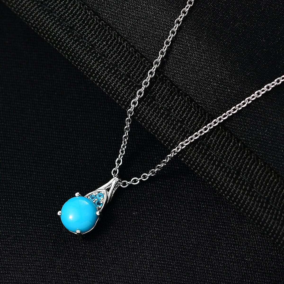 D'Joy Premium Sleeping Beauty Turquoise and Malgache Neon Apatite 1.90 ctw Pendant Necklace in Platinum Over Sterling Silver 20 Inches image number 1