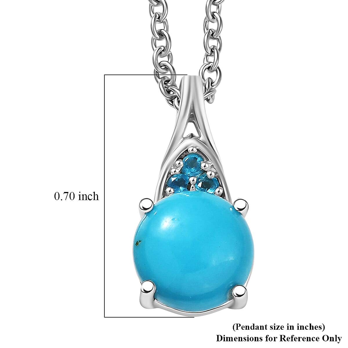 D'Joy Premium Sleeping Beauty Turquoise and Malgache Neon Apatite 1.90 ctw Pendant Necklace in Platinum Over Sterling Silver 20 Inches image number 5