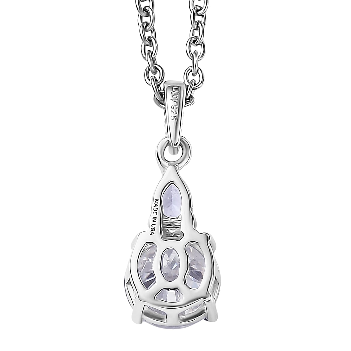 D'Joy Moissanite and Tanzanite 1.35 ctw Pendant Necklace in Rhodium Over Sterling Silver 20 Inches