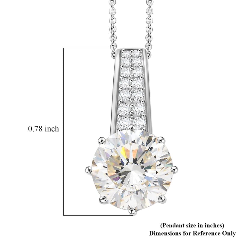 D'Joy Heart & Arrow Cut Strontium Titanate and Moissanite 4.50 ctw Classic Solitaire Pendant Necklace 20 Inches in Rhodium Over Sterling Silver